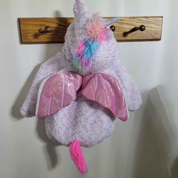 Target Unicorn Halloween Costume 6-12 M One Piece Pink Hood Wings Tail Dress Up - Picture 2 of 8